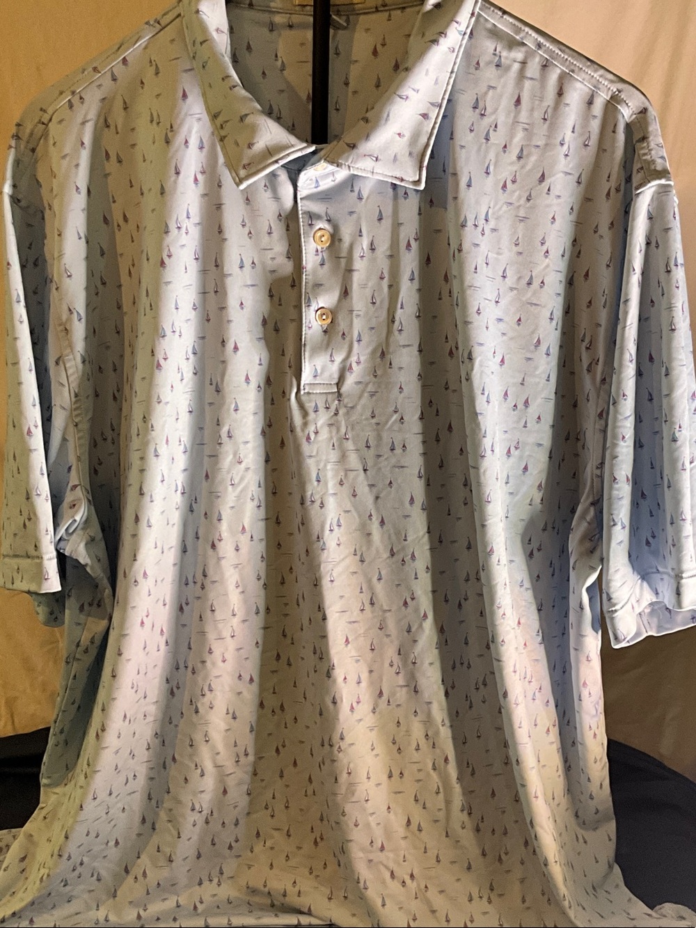 Peter Millar Pale Blue Polo with Tiny Sailboat Motif